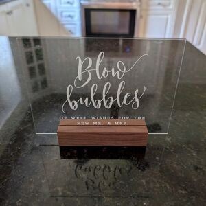 Glass Bubble Sign with Wooden Base